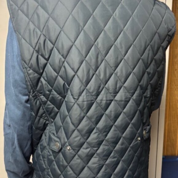 Orvis Quilted Vest Navy with brown trim Mens Large - Picture 2 of 6